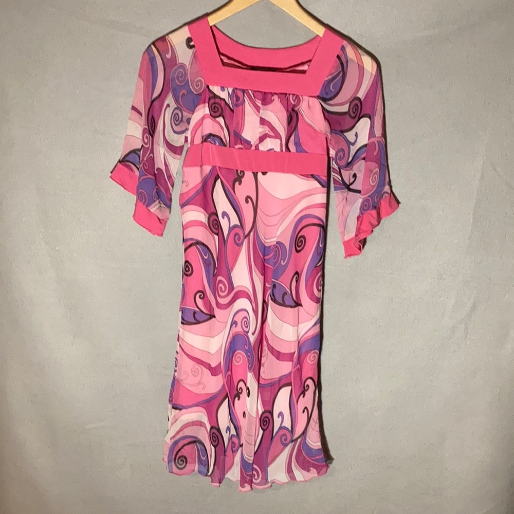 Pink & purple long a-line girls dress Sz 16